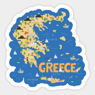 Greece illustrated map Sticker